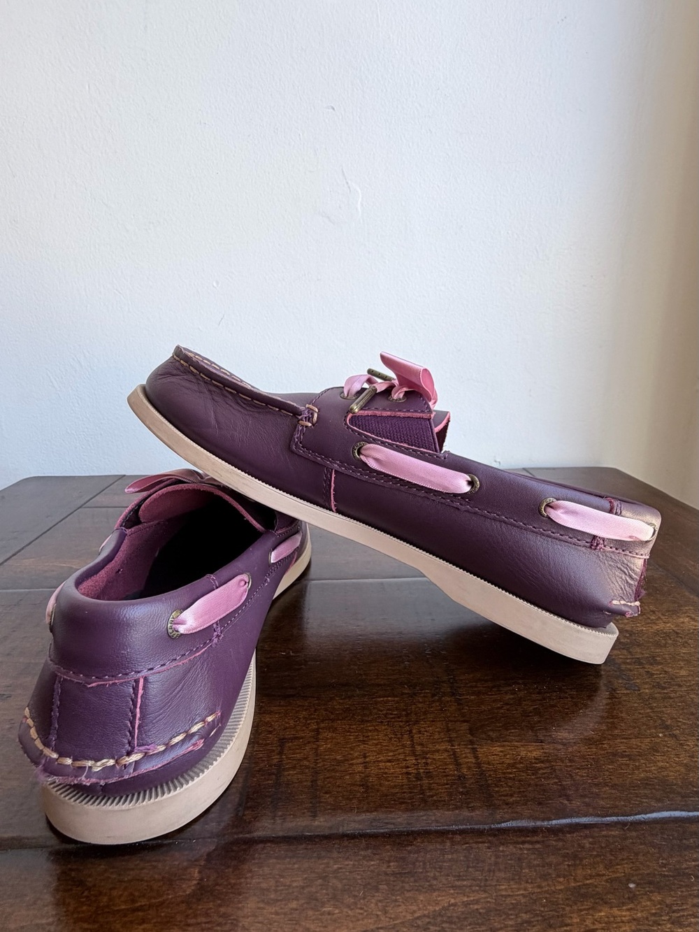 Sperry Kids Authentic Original Boat Shoes Fig Burgundy Pink Ribbon Youth 5M - Picture 6 of 11